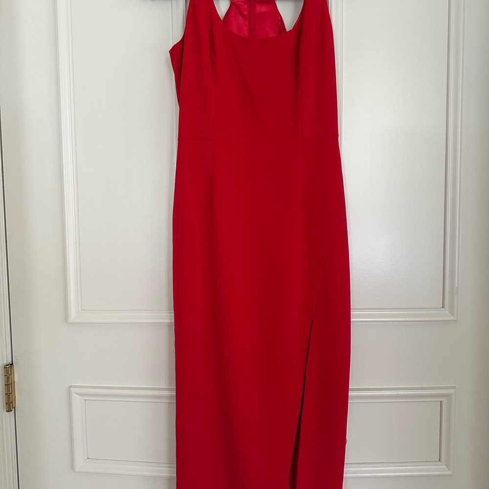 JAYGODFREY Red Halter Sheath Cocktail Dress